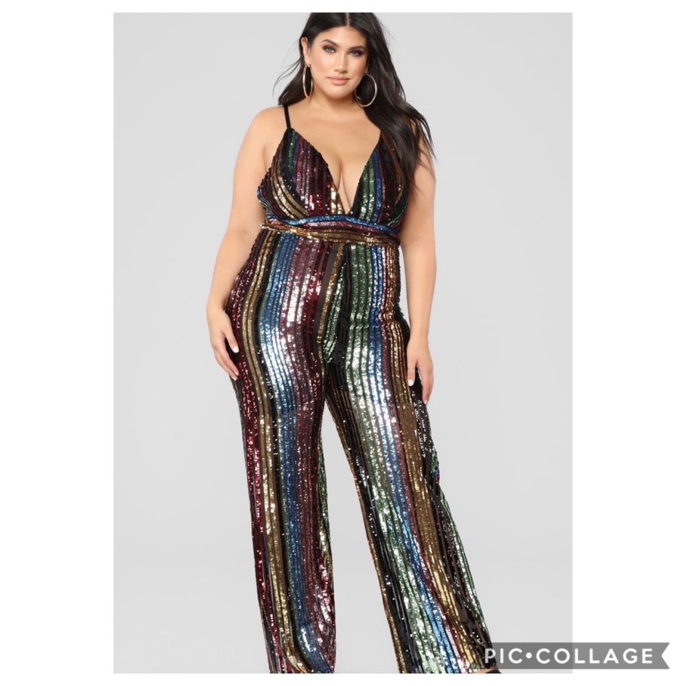 Super Star Sequin Jumpsuit-Rainbow